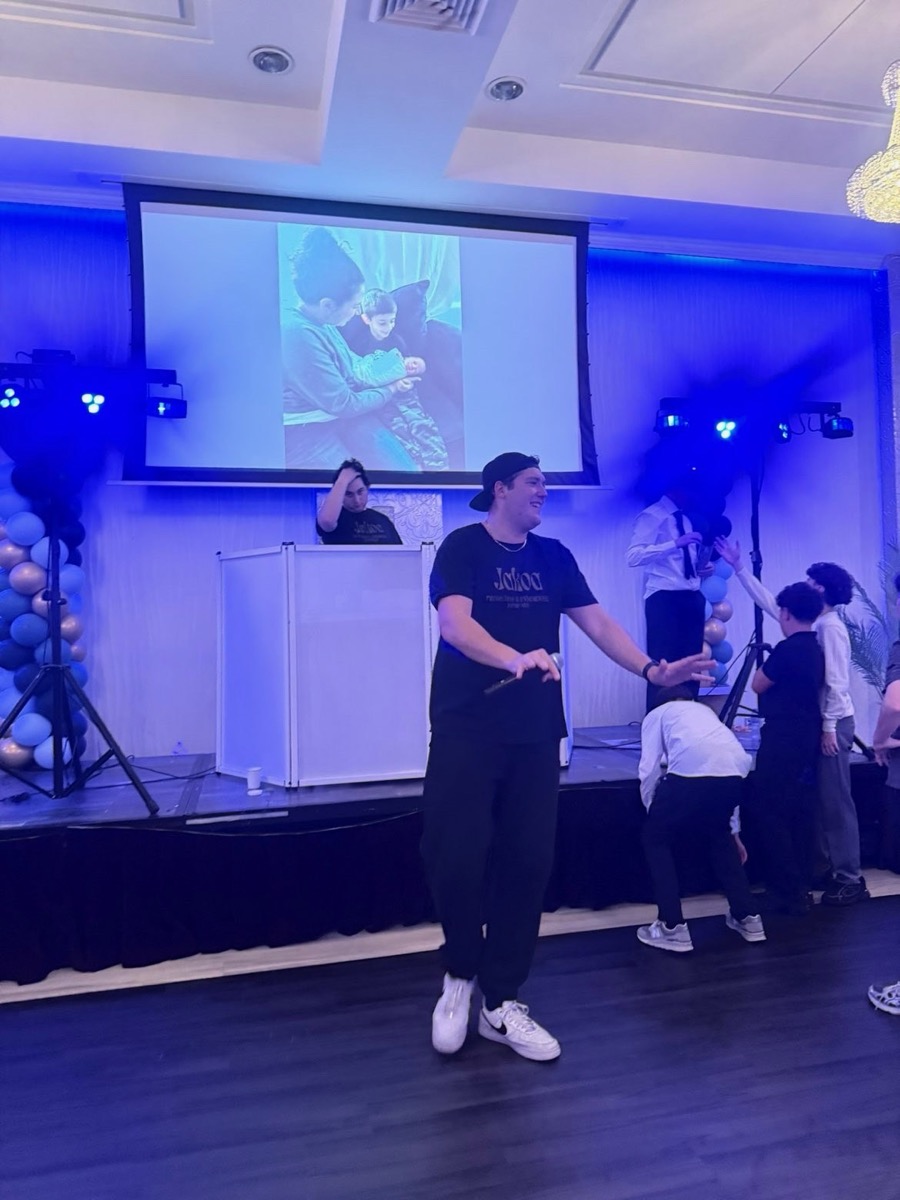 Stage and lighting setup at a Jakoa bar mitzvah event